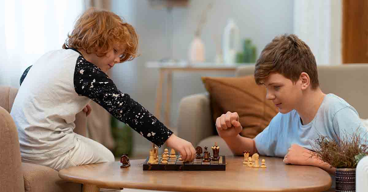 Children playing board games