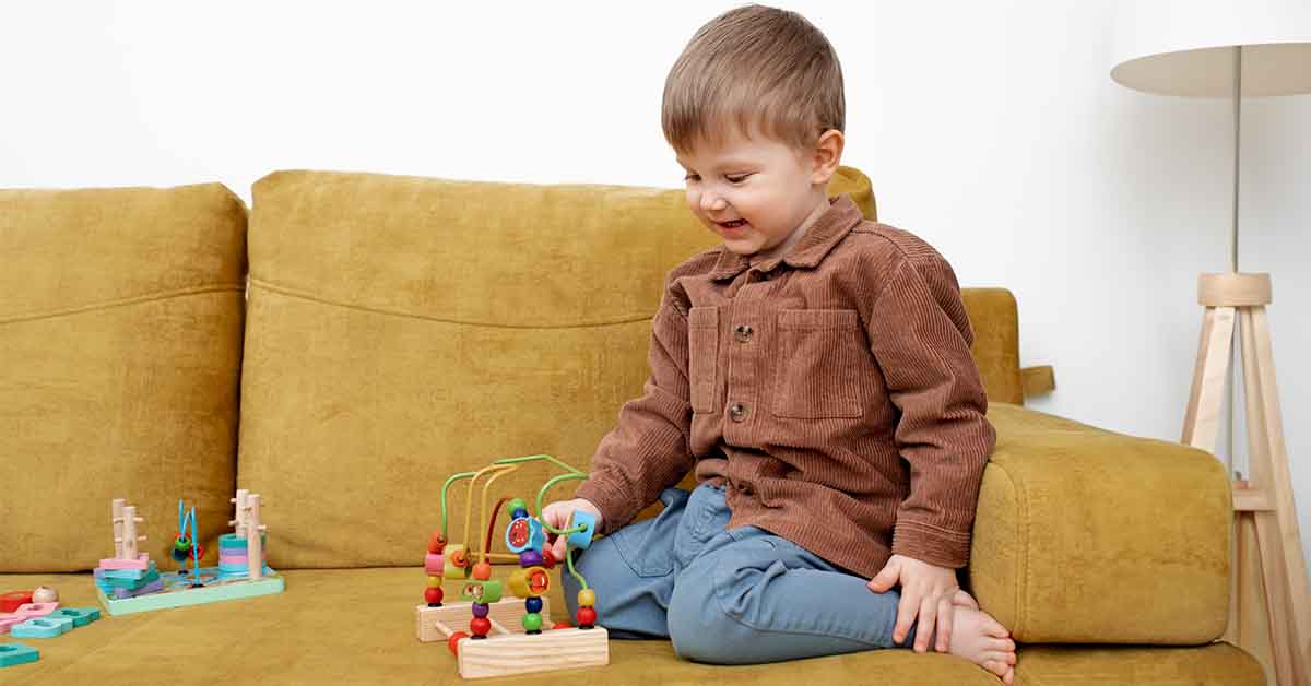 Kid playing with toys