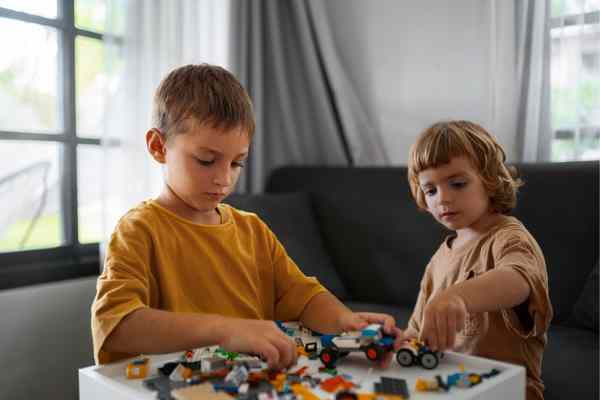 Kids playing with toys indoors