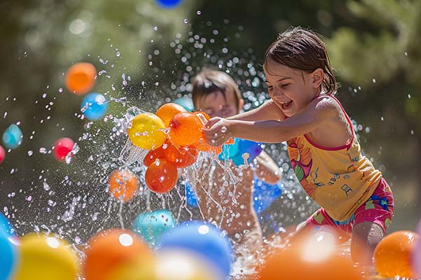A waterthemed birthday party with water balloons water guns 