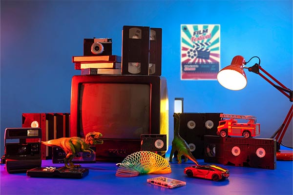 Retro vhs packaging indoors